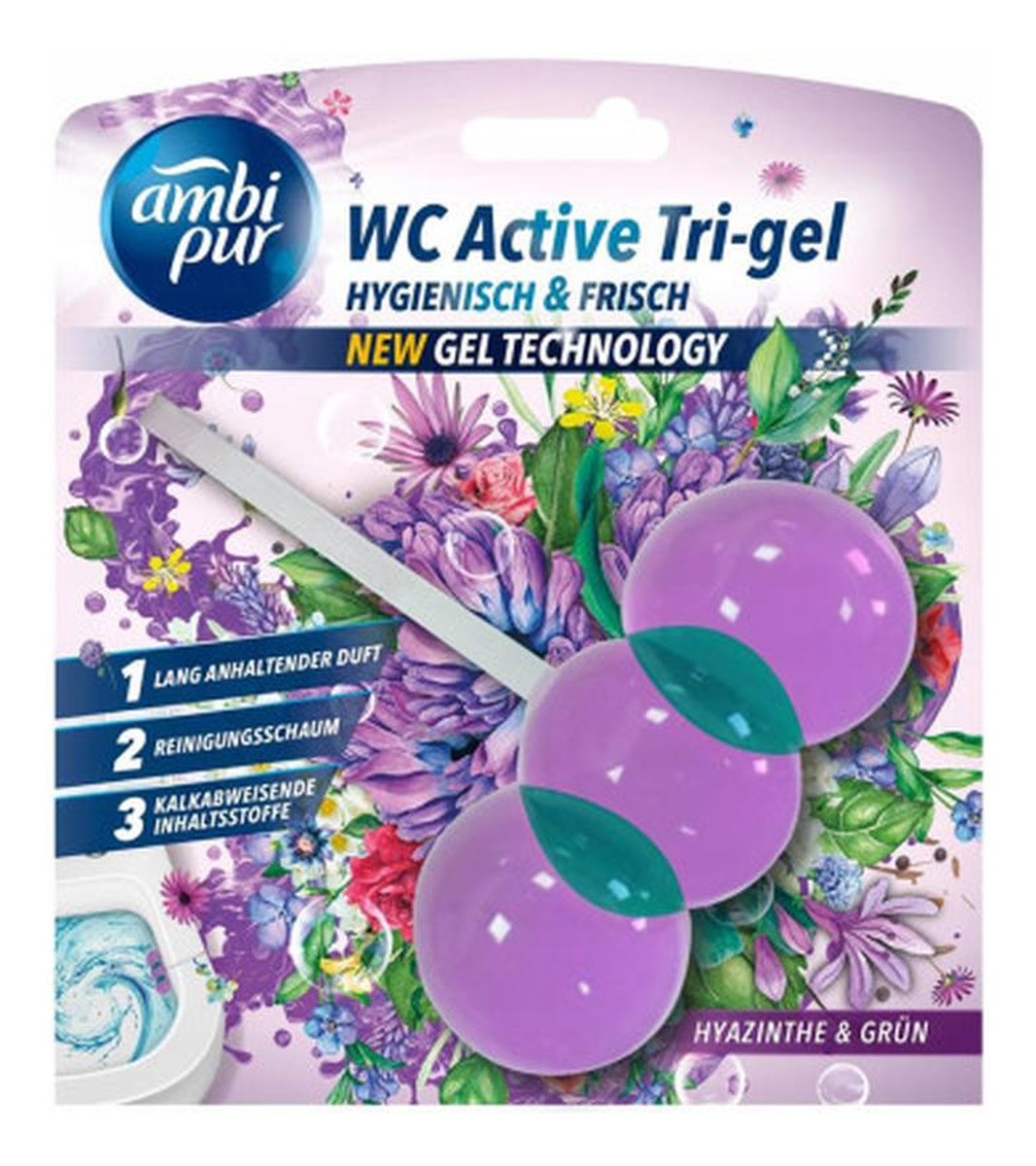 Kostka do WC Active Tri-Gel Hyazinthe & Grun