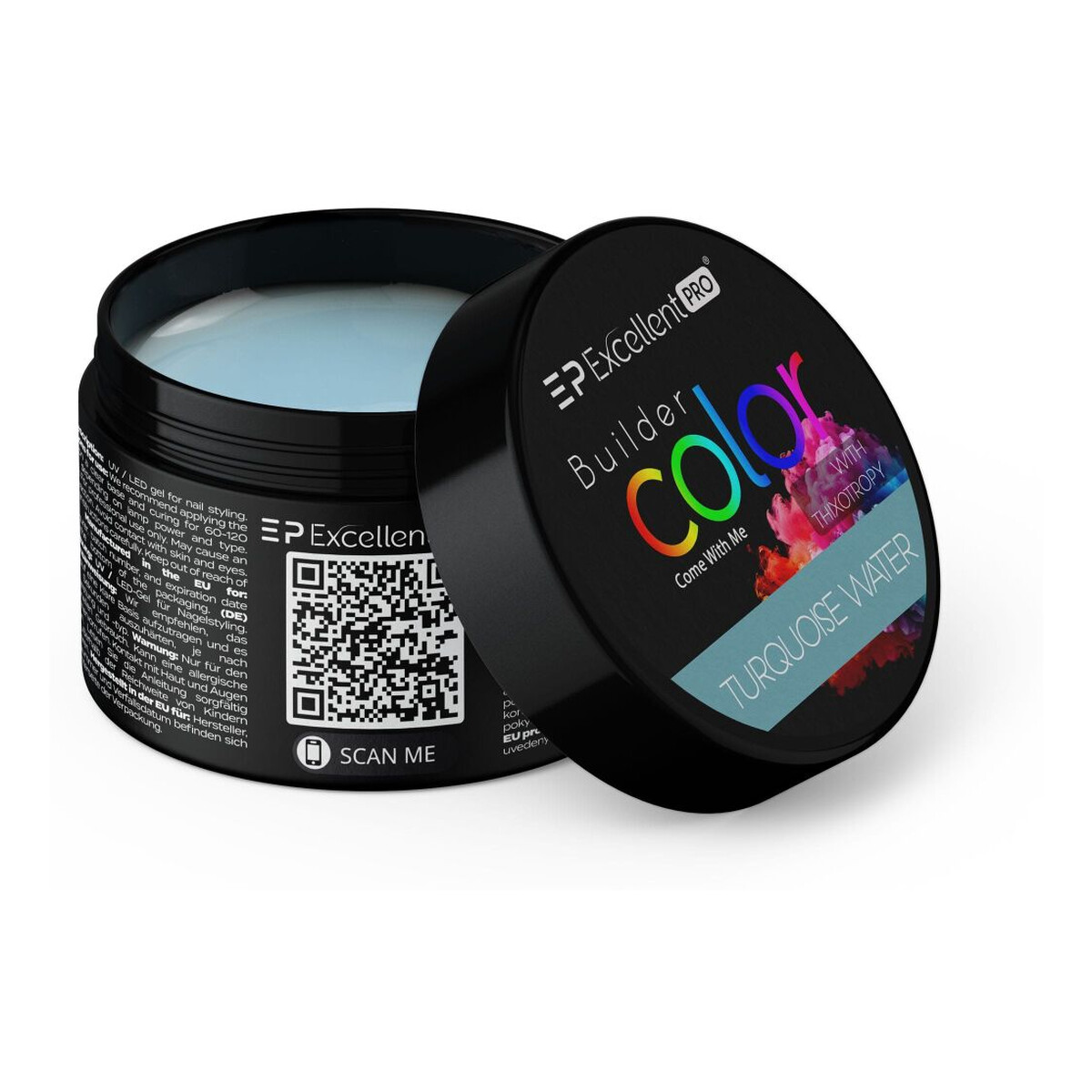 Excellent PRO Builder Color With Thixotropy Pastel Żel budujący turquoise water 15g