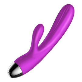 Silicone vibrator and pulsator wibrujący i pulsujący wibrator królik z funkcją grzania purple
