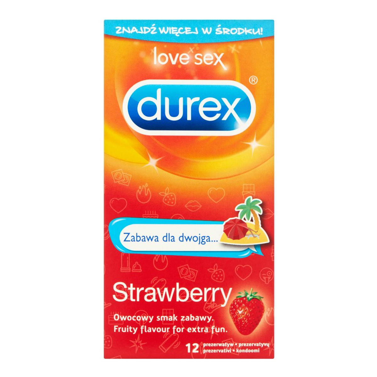 Durex Strawberry Zabawa dla dwojga... Prezerwatywy 12 sztuk