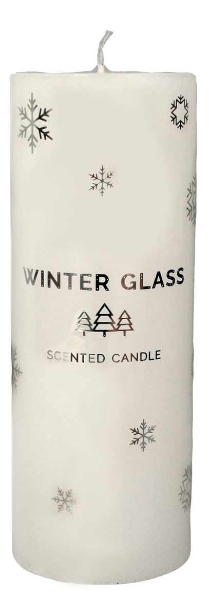 Świeca zapachowa Winter Glass biała - walec duży