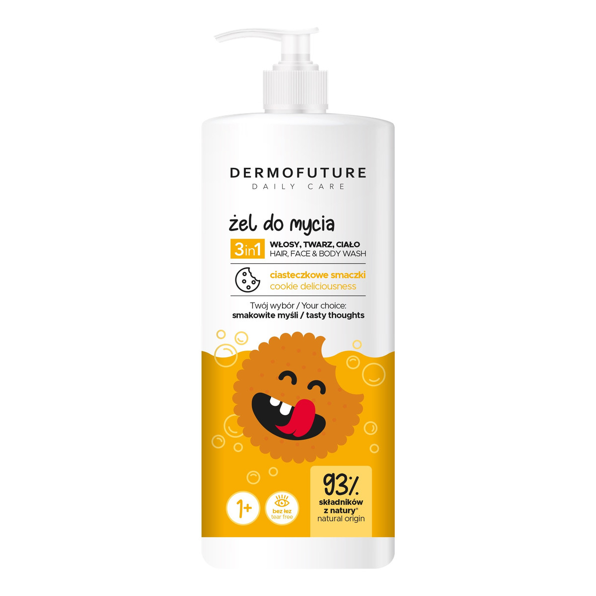 DermoFuture Daily Care Kids Żel 3in1 do mycia twarzy,ciała i włosów Ciasteczkowe Smaki 500ml