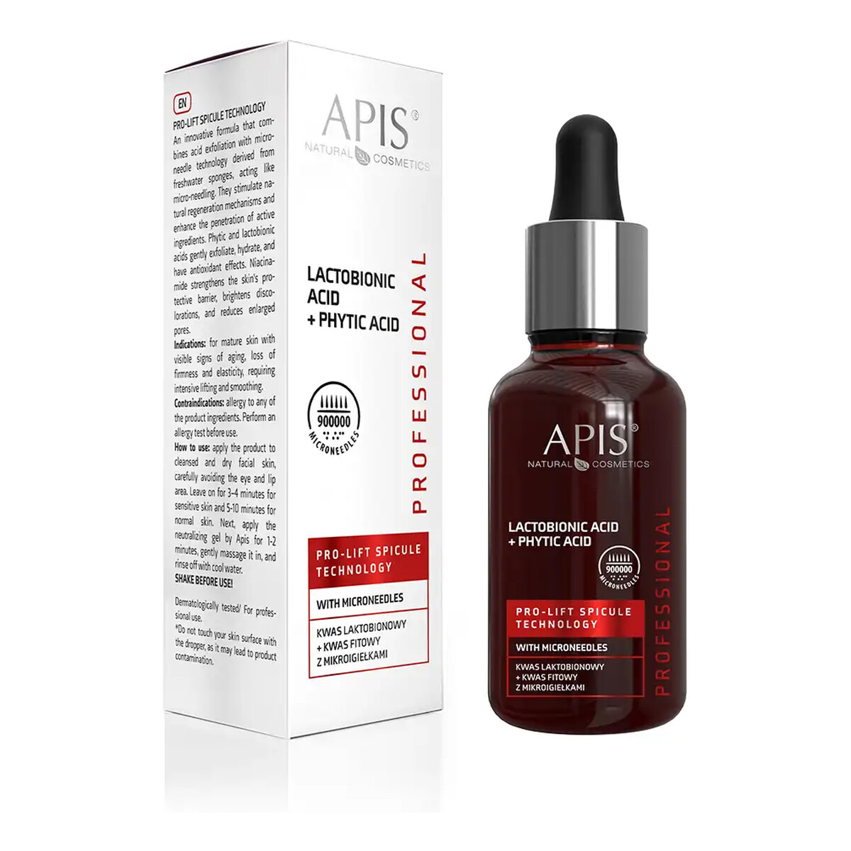 Apis Pro-Lift Spictule Technology Kwas laktobionowy kwas fitowy z mikroigiełkami do twarzy 30ml