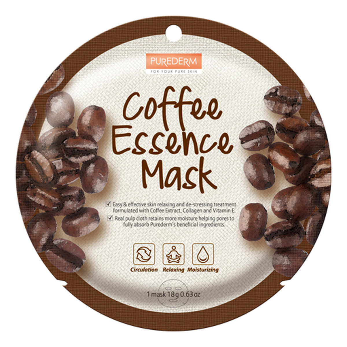 Purederm Coffee essence mask maseczka w płacie kawa 18g
