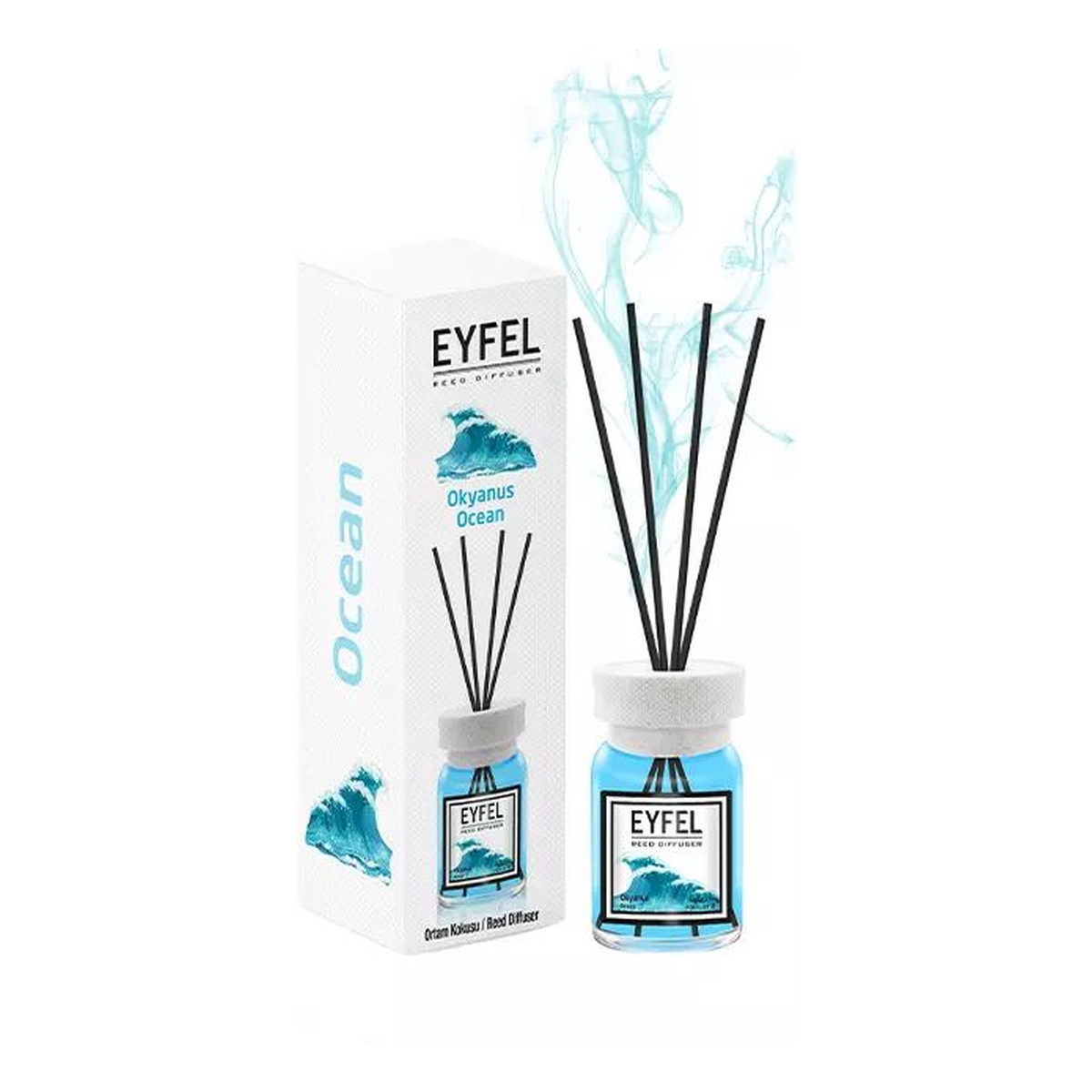 Eyfel Ocean Dyfuzor zapachowy z patyczkami 120ml + Odświeżacz w sprayu 500ml