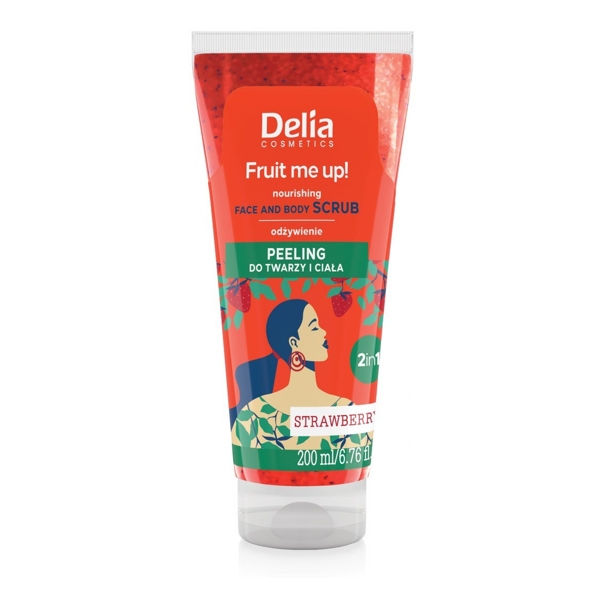 Delia fruit me up! Cosmetics fruit me odżywczy peeling do twarzy i ciała 2w1-truskawka 200ml