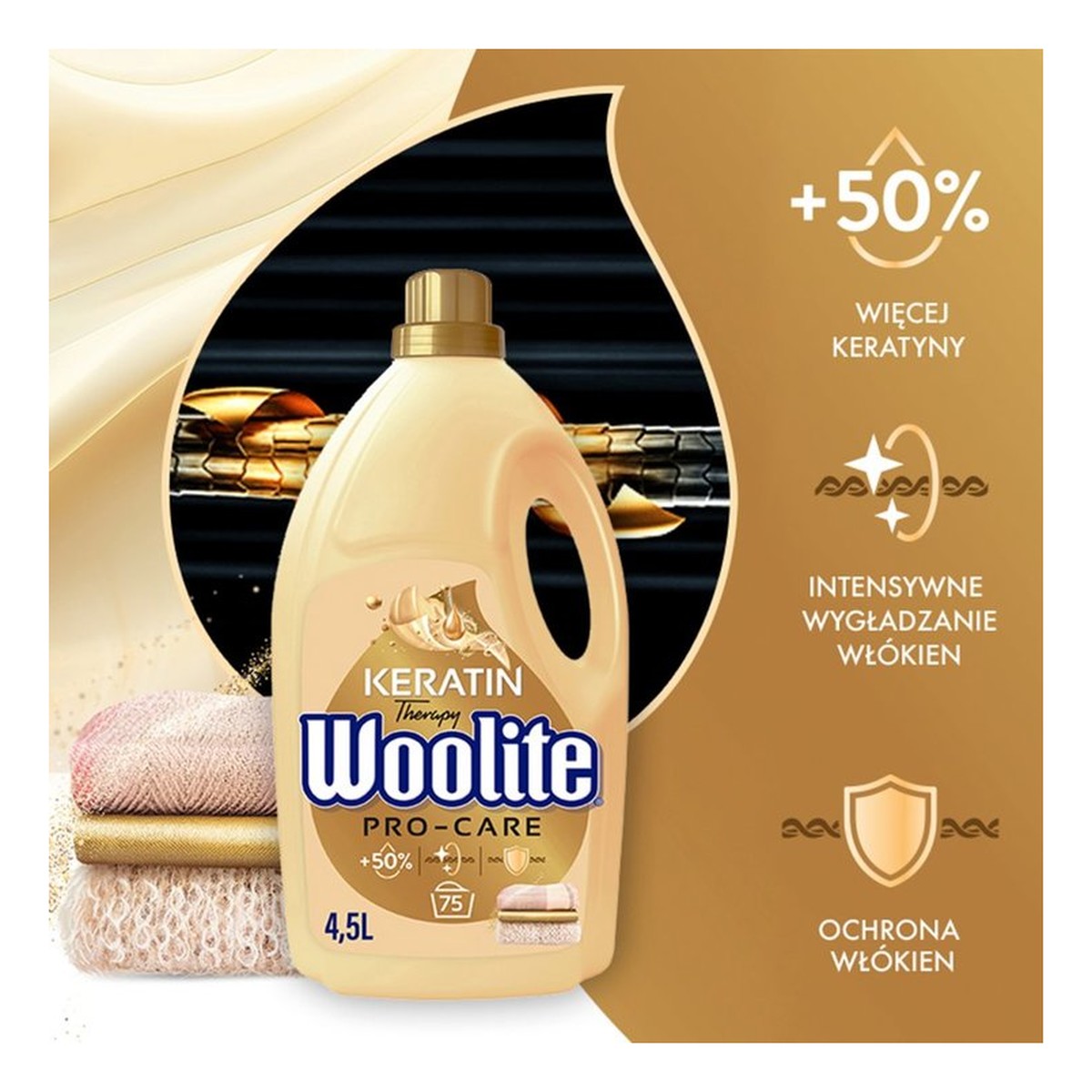 Woolite Keratin Therapy Pro Care Płyn do prania tkanin i wełny 75 prań 4.5l