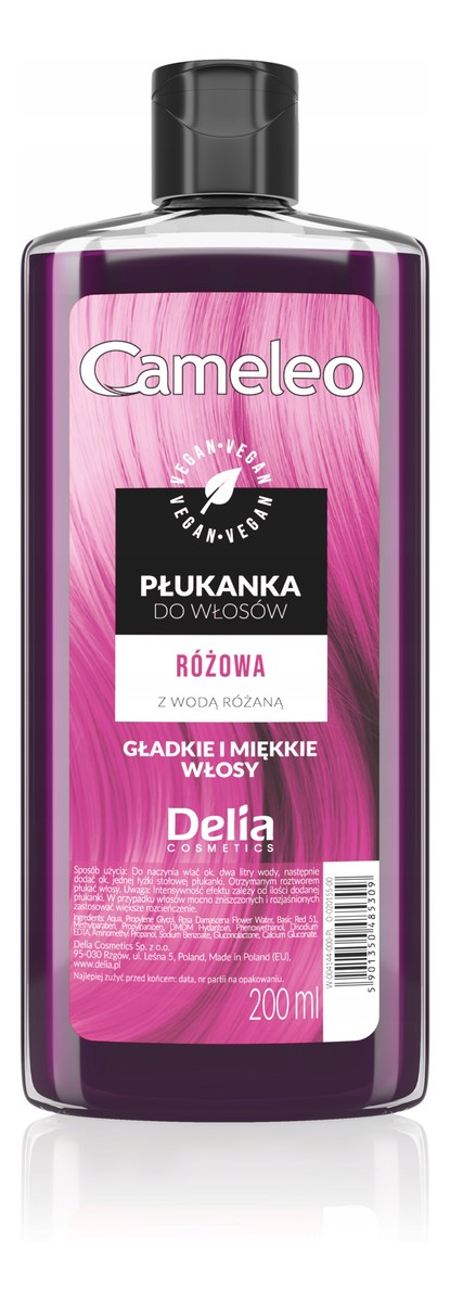Płukanka do włosów różowa z wodą różaną