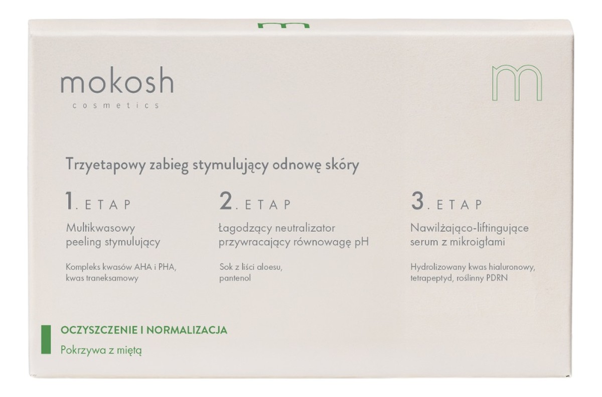 Trzyetapowy zabieg stymulujący odnowę skóry pokrzywa z miętą 3x7ml