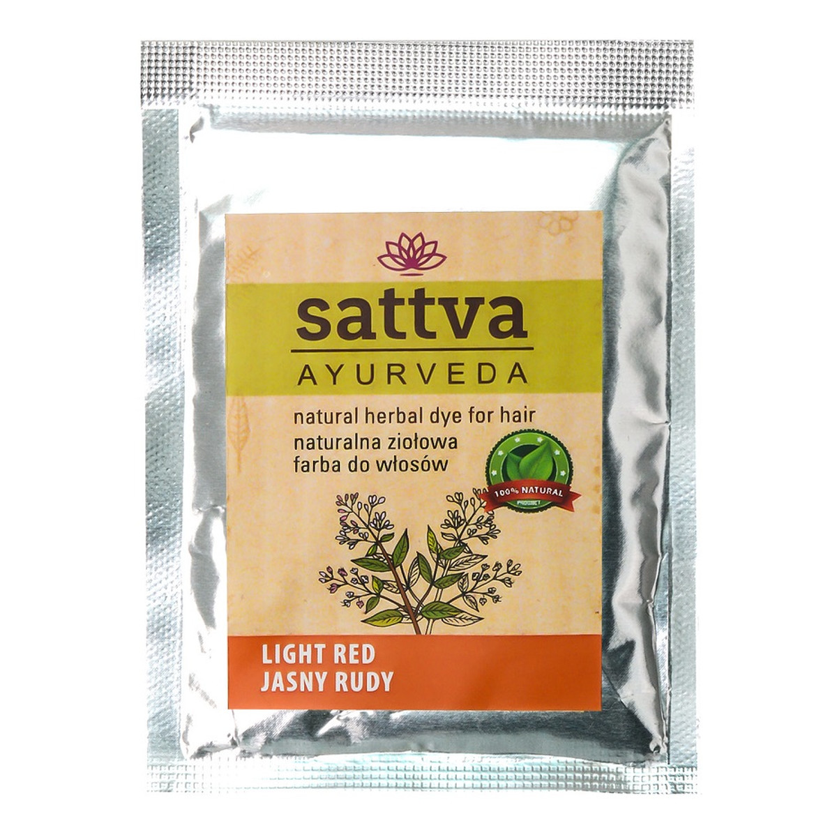 Sattva Natural herbal dye for hair naturalna ziołowa farba do włosów light red 10g