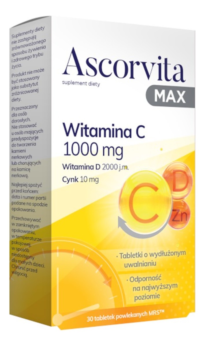 Ascorvita_max witamina c 1000mg 30 tabletek powlekanych