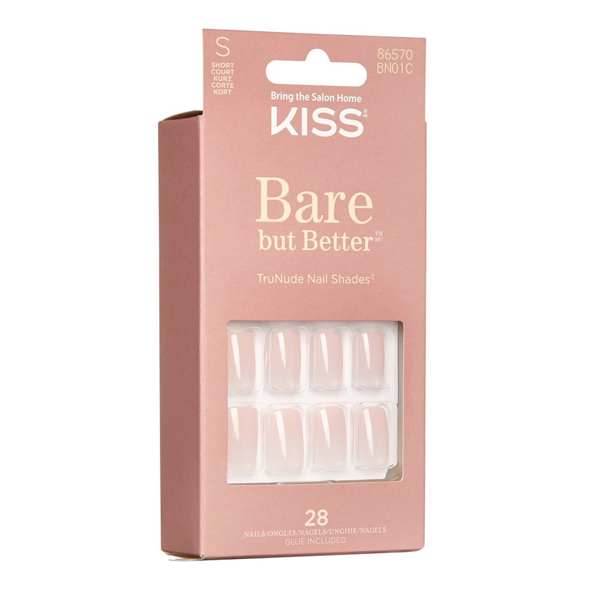 Kiss Sztuczne paznokcie bare but better-trunude (rozmiar s) 1op.(28szt)