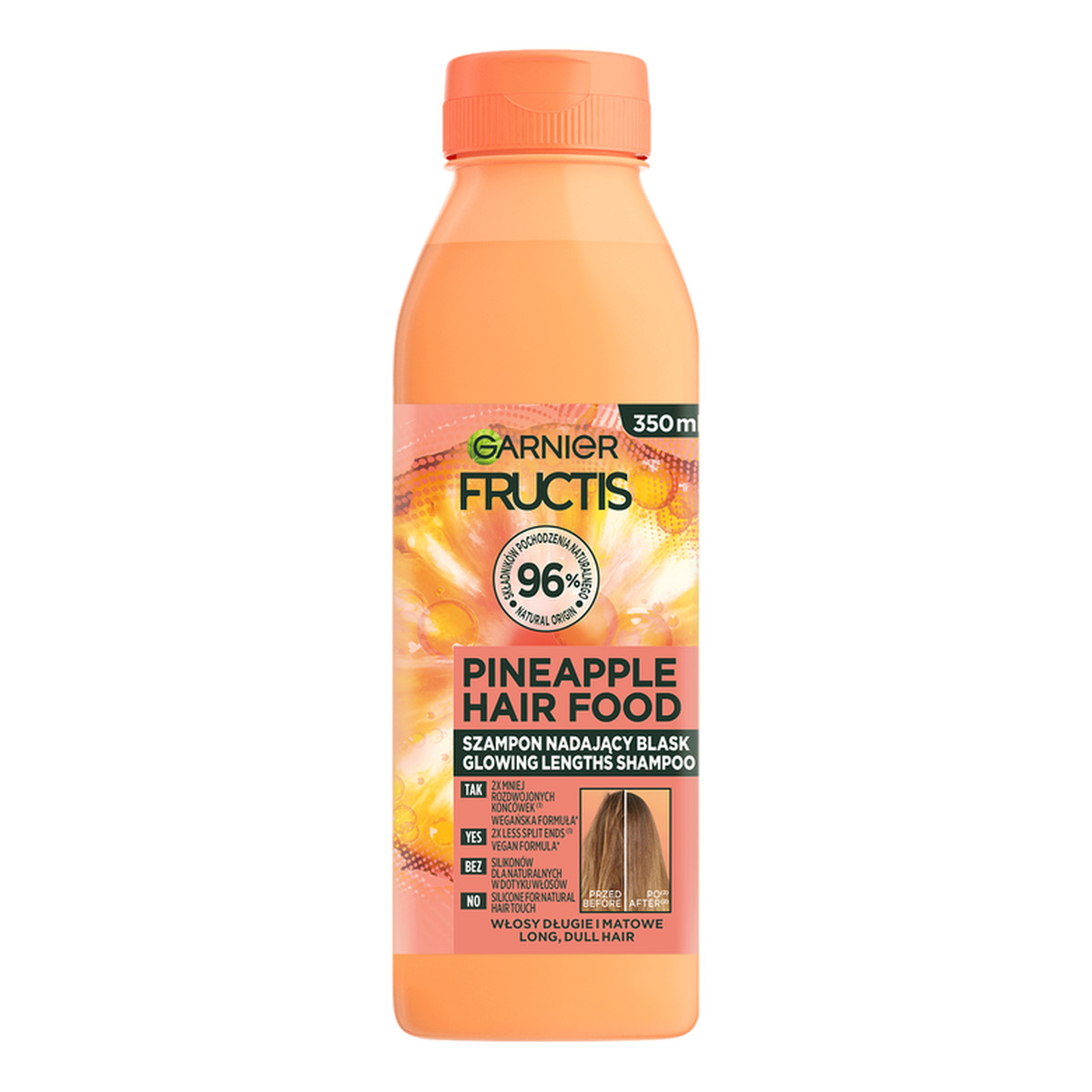 Garnier Fructis Pineapple Hair Food Szampon nadający blask 2x350ml + Masażer