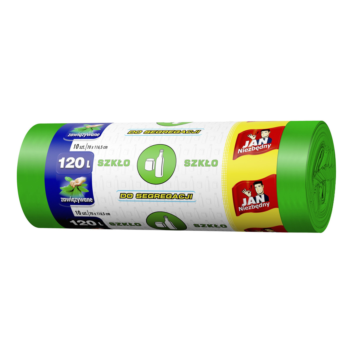 Jan Niezbędny Worki do segregacji śmieci zielone 120l szkło 1op.-10szt 1400g