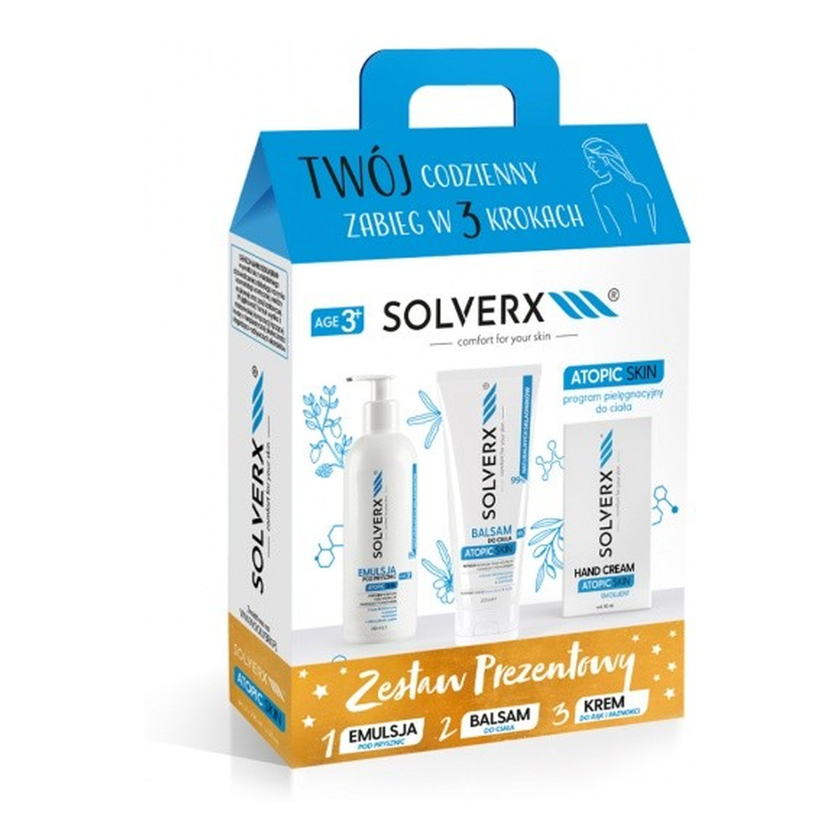 Solverx Atopic Skin Zestaw prezentowy (balsam do ciała + krem do rąk +emulsja pod prysznic ) 250ml
