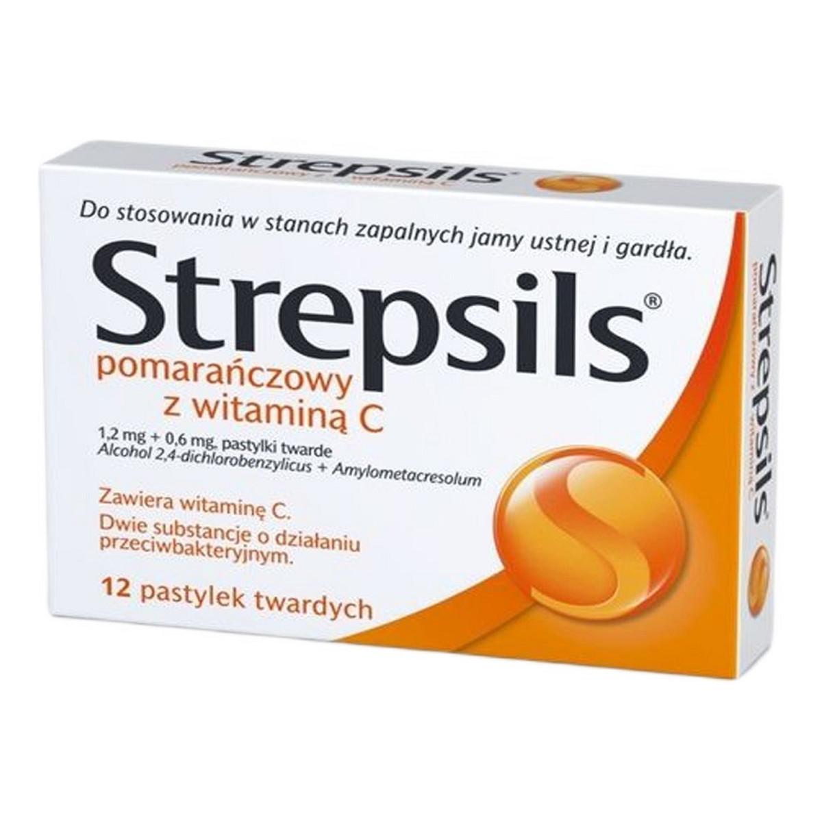 Strepsils Pastylki do ssania z pomarańczą i witaminą c 12szt.