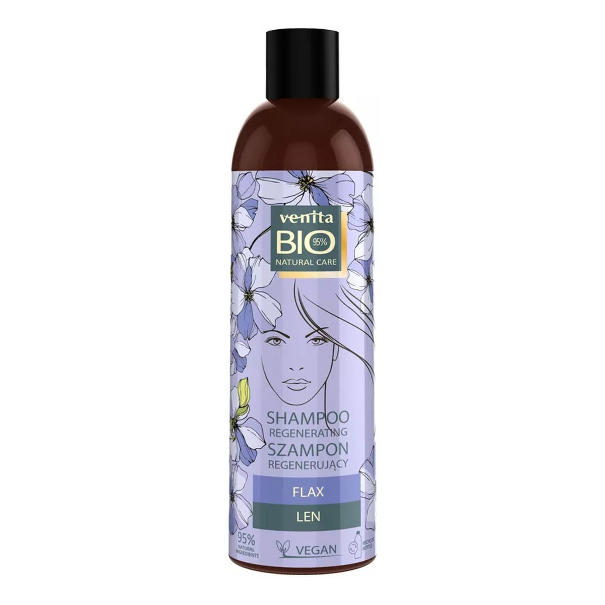 Venita Bio Natural Care len regenerujący szampon z ekstraktem z lnu do włosów zniszczonych i wypadających z tendencją do przetłuszczania 300ml