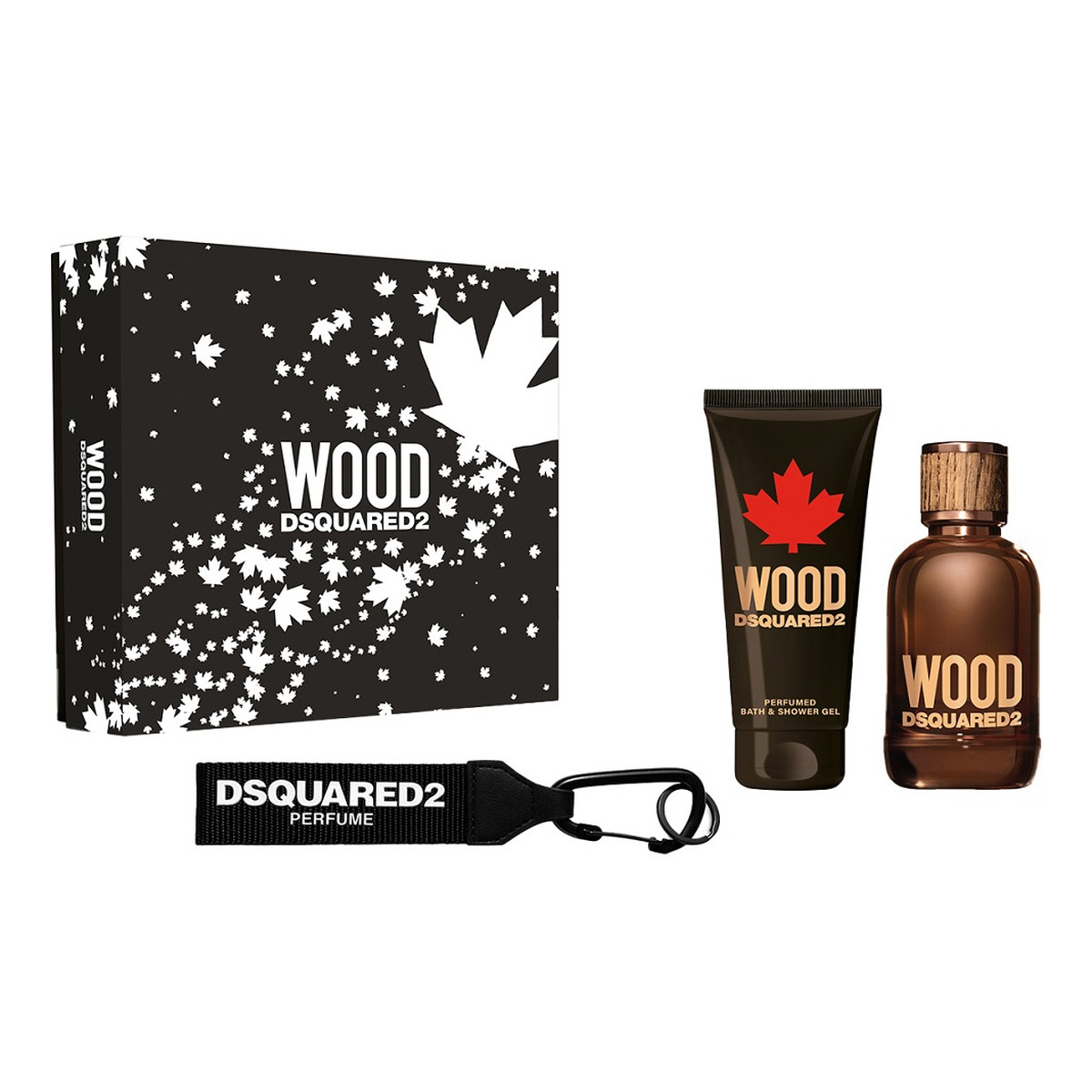 Dsquared2 Wood Pour Homme Zestaw woda toaletowa spray 100ml + żel pod prysznic 100ml + breloczek