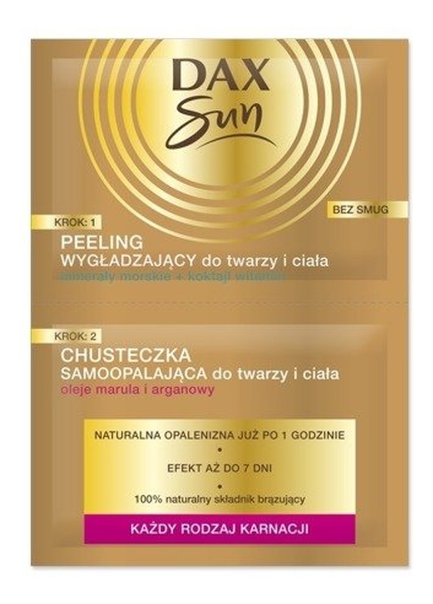 Samoopalacz Duo Peeling wygładzający + 1 chusteczka samoopalająca saszetka
