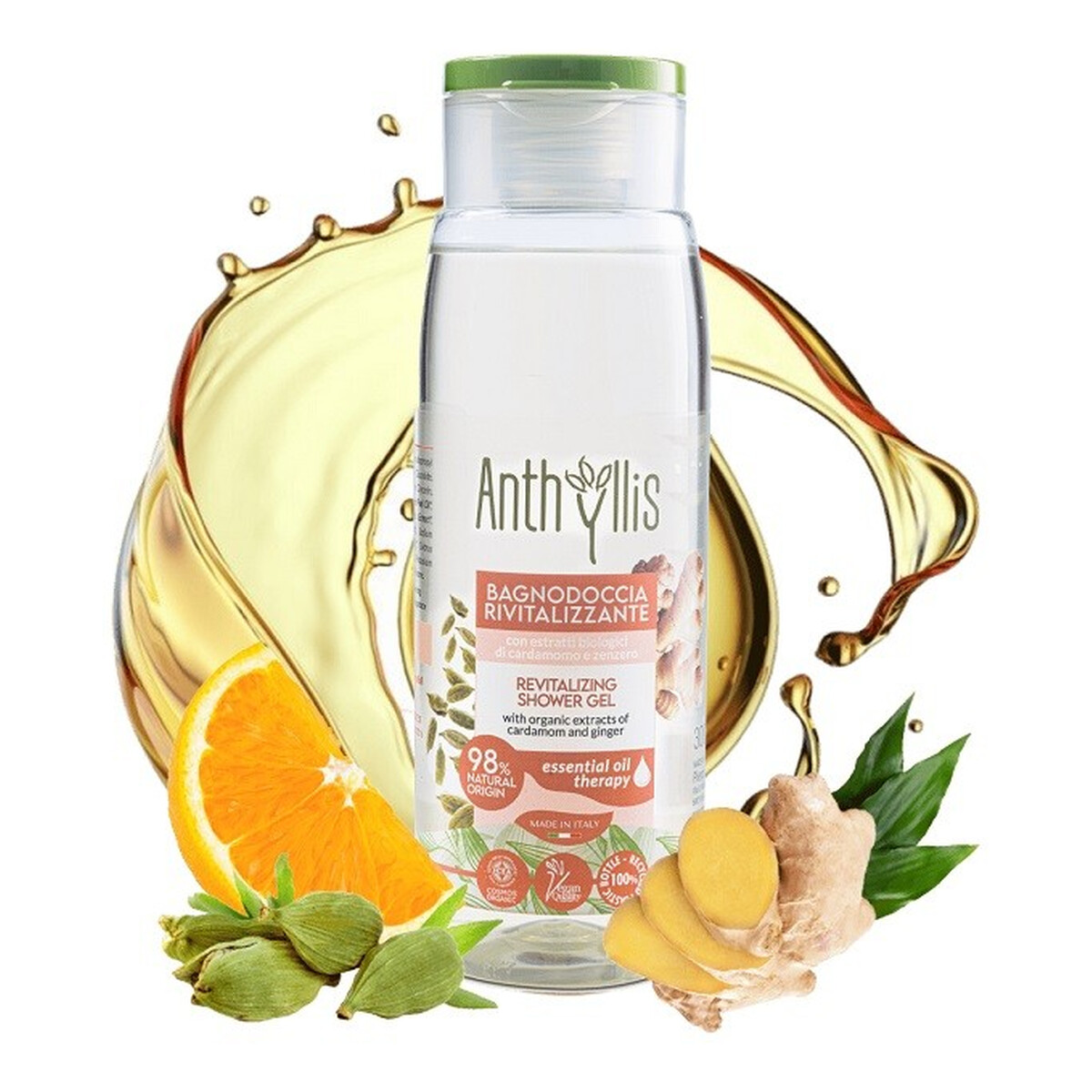 Anthyllis Bio Rewitalizujący żel pod prysznic z ekstraktami z organicznego kardamonu i imbiru 300ml