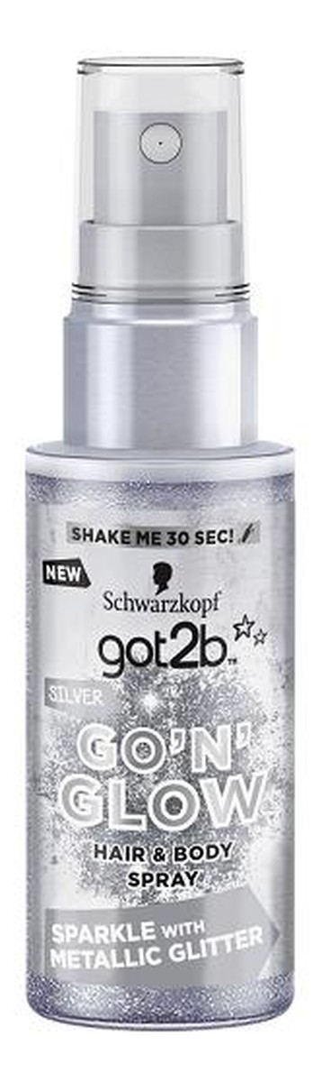 Go'N'Glow Hair & Body Spray koloryzujący do włosów i ciała z brokatem Silver