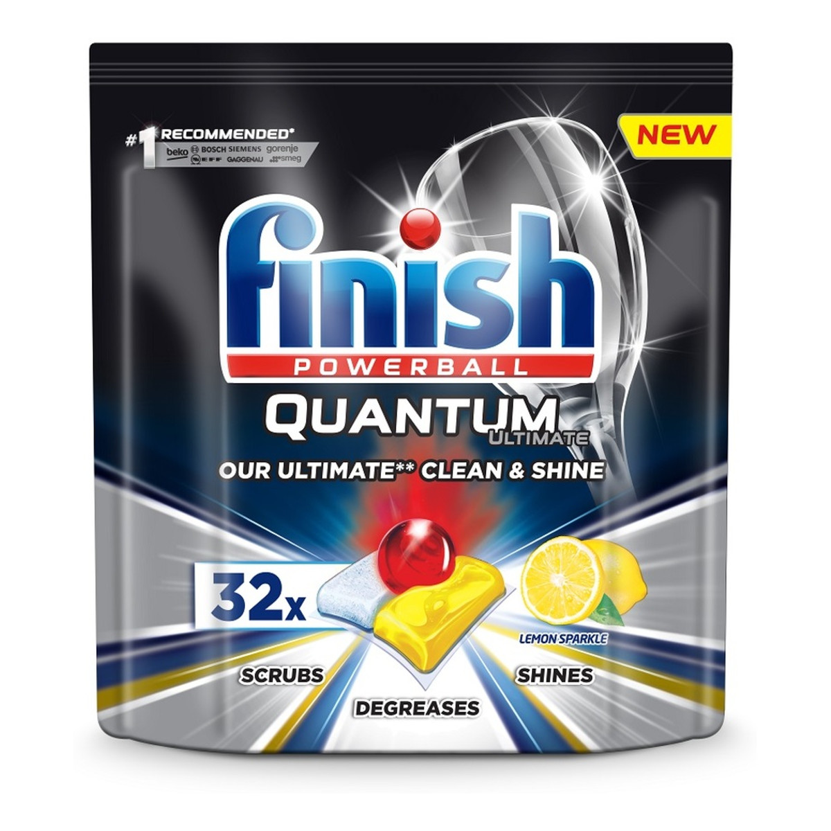 Finish Powerball Quantum Ultimate kapsułki tabletki do zmywarki 32szt Lemon