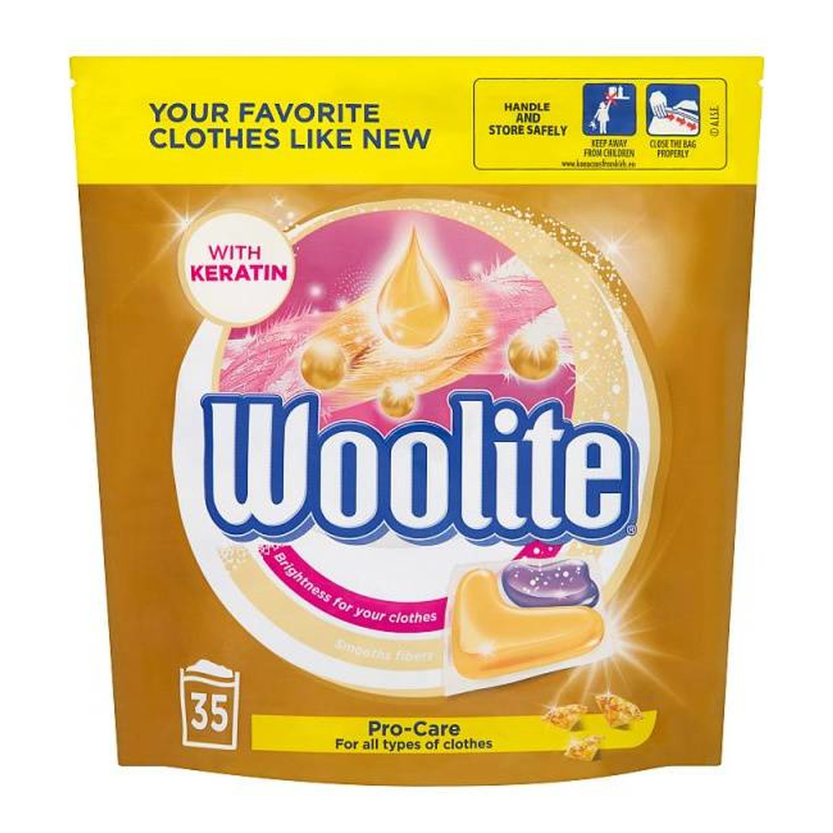Woolite Pro-Care kapsułki z keratyną do prania kolorowych tkanin 35szt