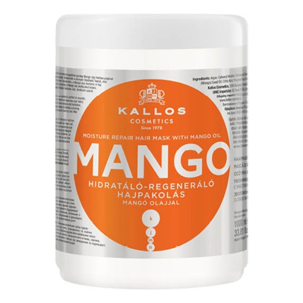 Kallos KJMIN Maska Do Włosów Z Olejkiem Mango 1000ml