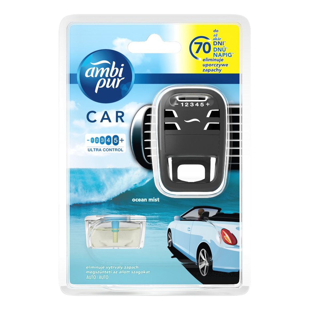 Ambi Pur Car Ocean Mist Odświeżacz powietrza do samochodu + zapach 7ml