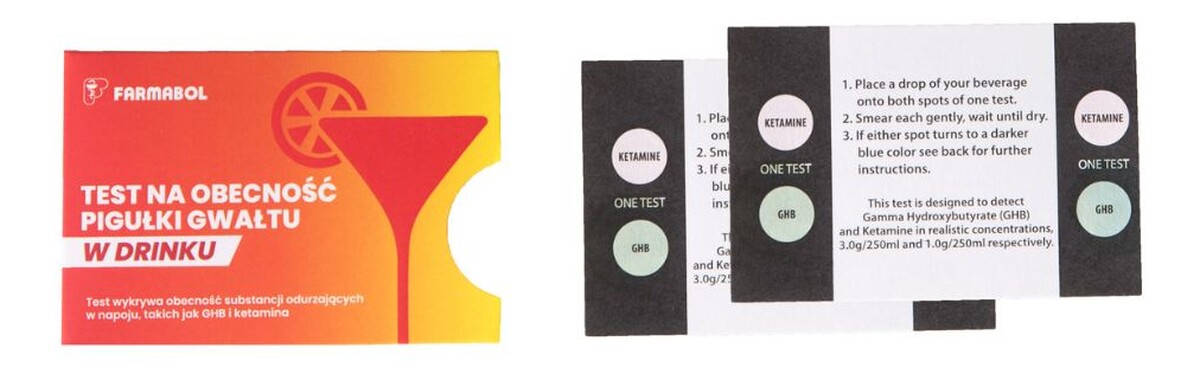 Test na obecność pigułki gwałtu w drinku 2szt