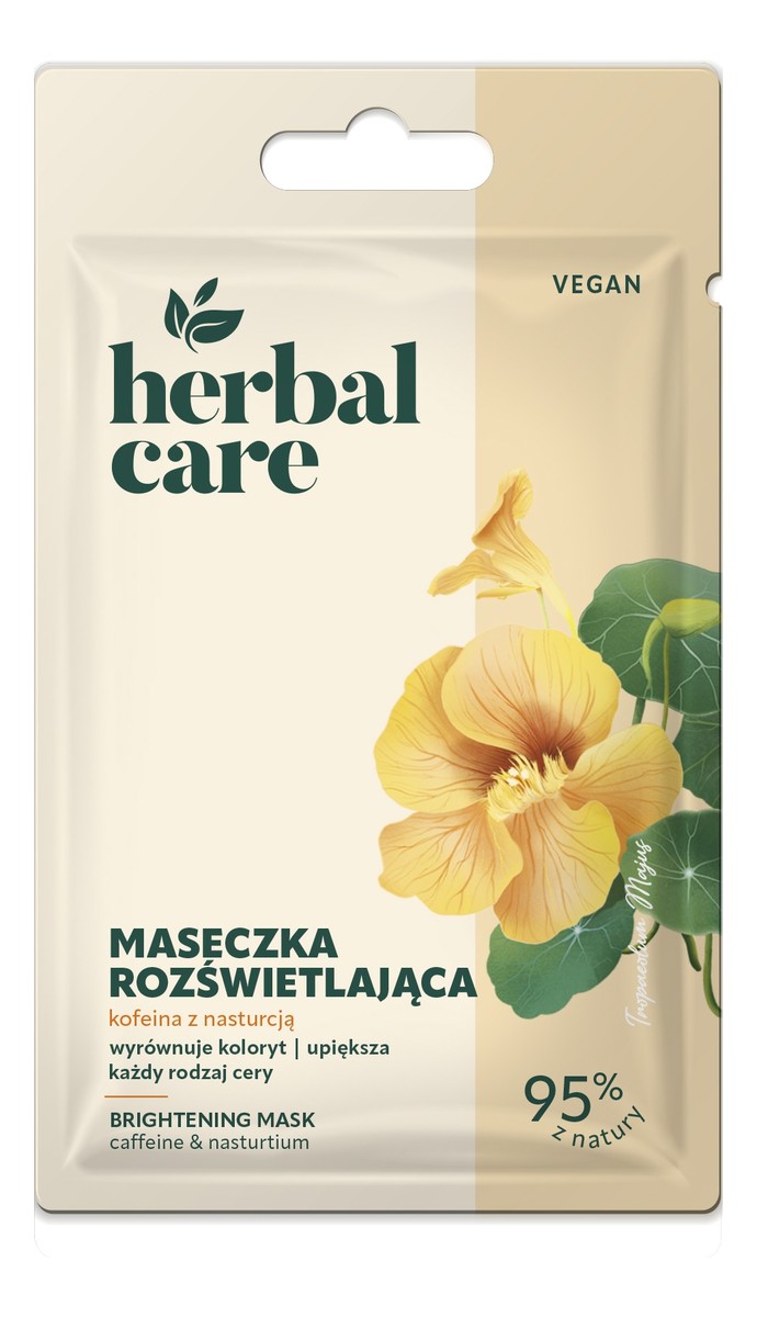 Vegan Rozświetlająca Maseczka na twarz kofeina z nasturcją