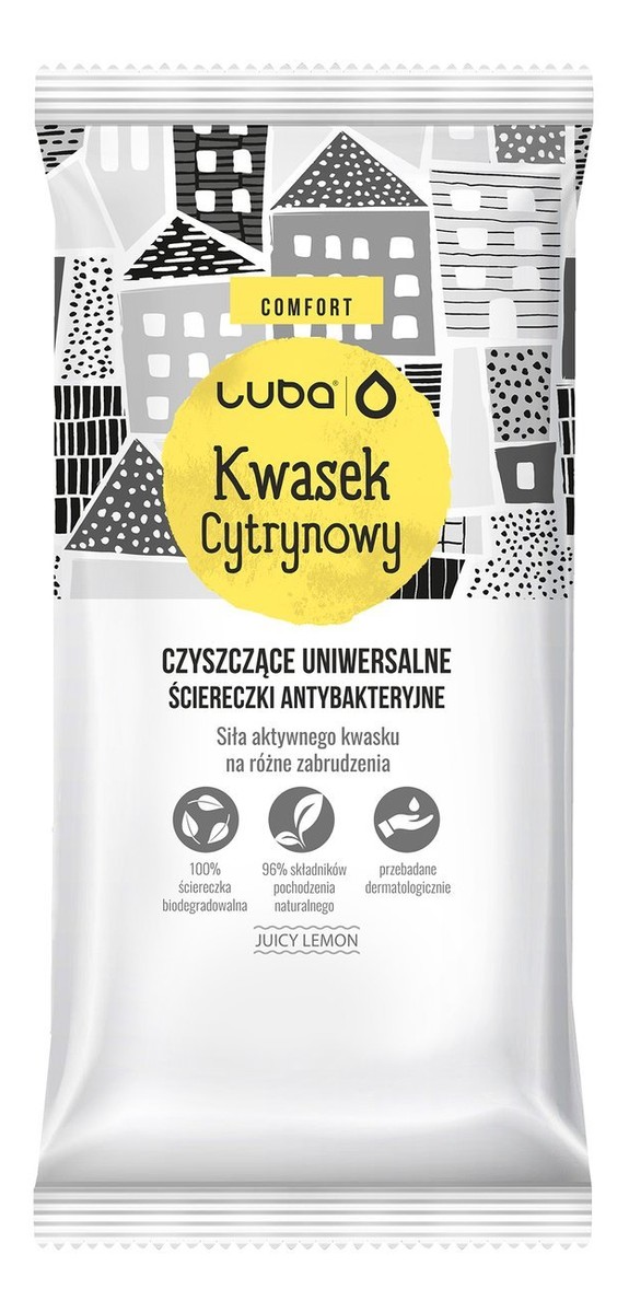 Comfort ściereczki antybakteryjne uniwersalne kwasek cytrynowy 24szt