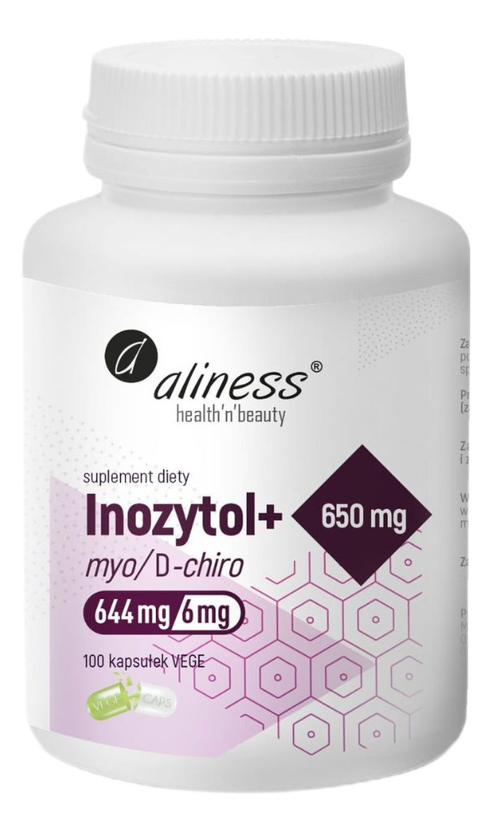 Inozytol myo/d-chiro 650mg + b6 suplement diety 100 kapsułek