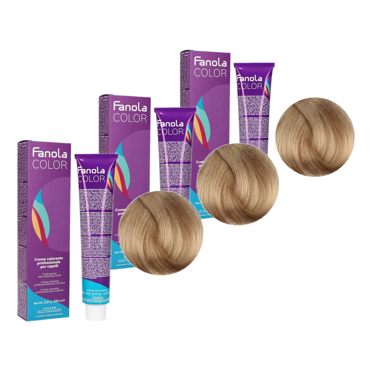 Fanola Color Krem koloryzujący Farba do włosów 10.14 Almond 3x100ml