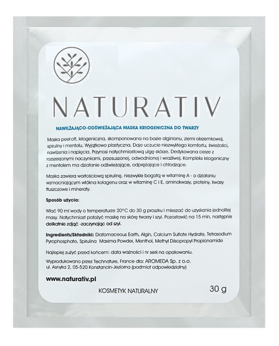 Cryogenic Face Mask nawilżająco-odświeżająca maska kriogeniczna do twarzy