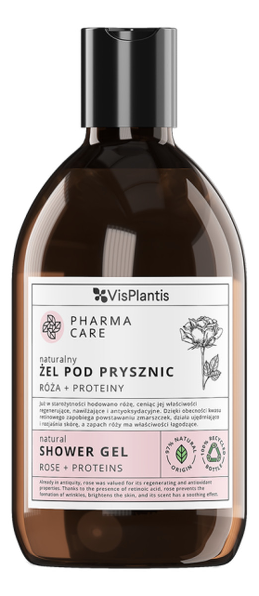 Naturalny żel pod prysznic Róża + Proteiny