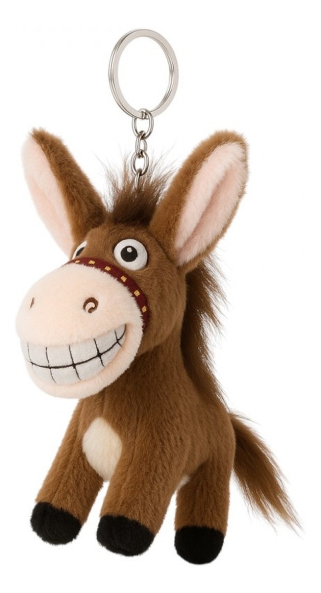 Brelok do kluczy-osiołek pluszowy z ogonkiem brąz brl381br