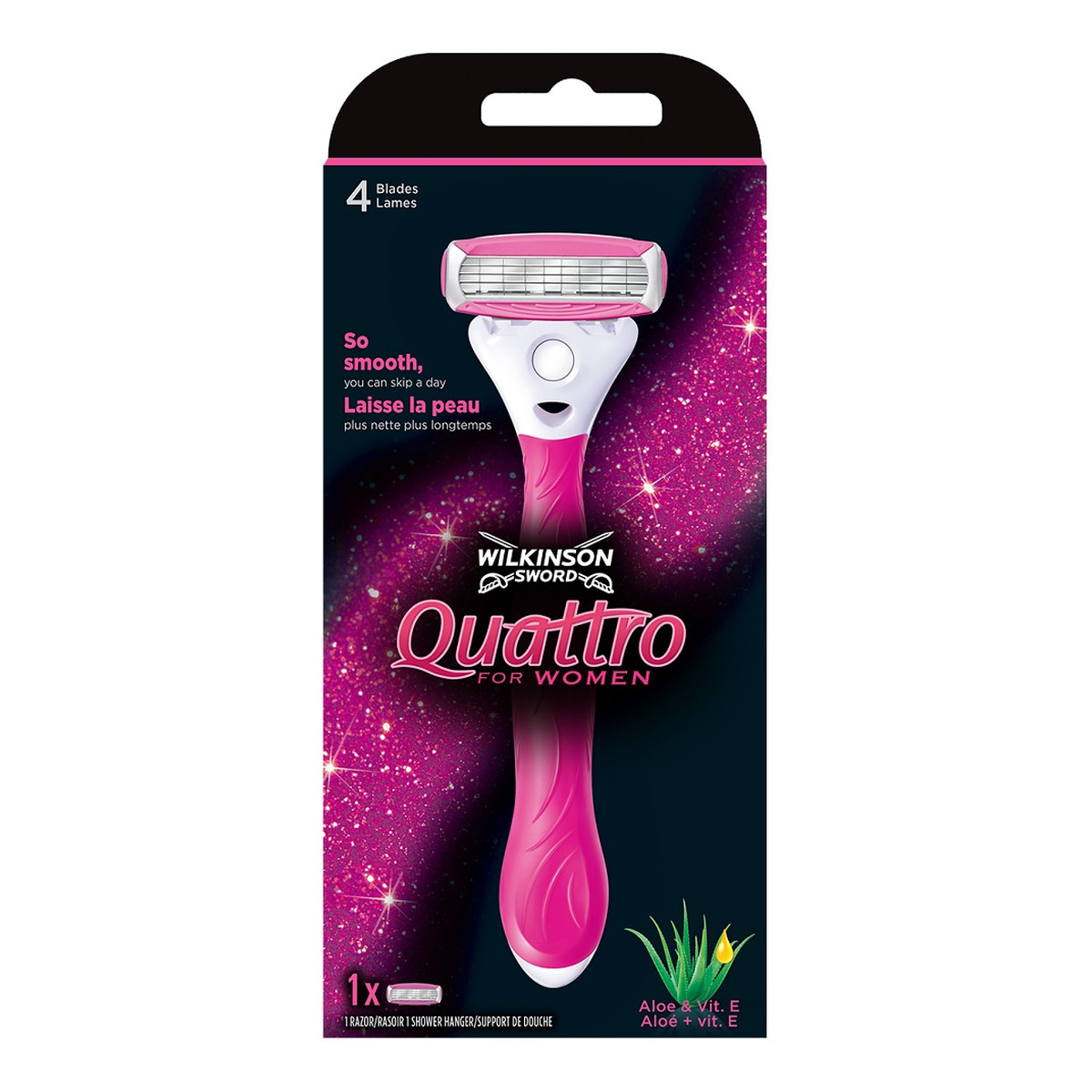 Wilkinson Quattro For Women Maszynka do golenia z wymiennymi ostrzami dla kobiet 1szt