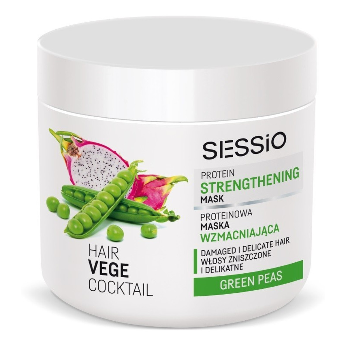 Sessio Hair Vege Cocktail Hair Vege Coctail Proteinowa Maska wzmacniająca do włosów - Green Peas 450g