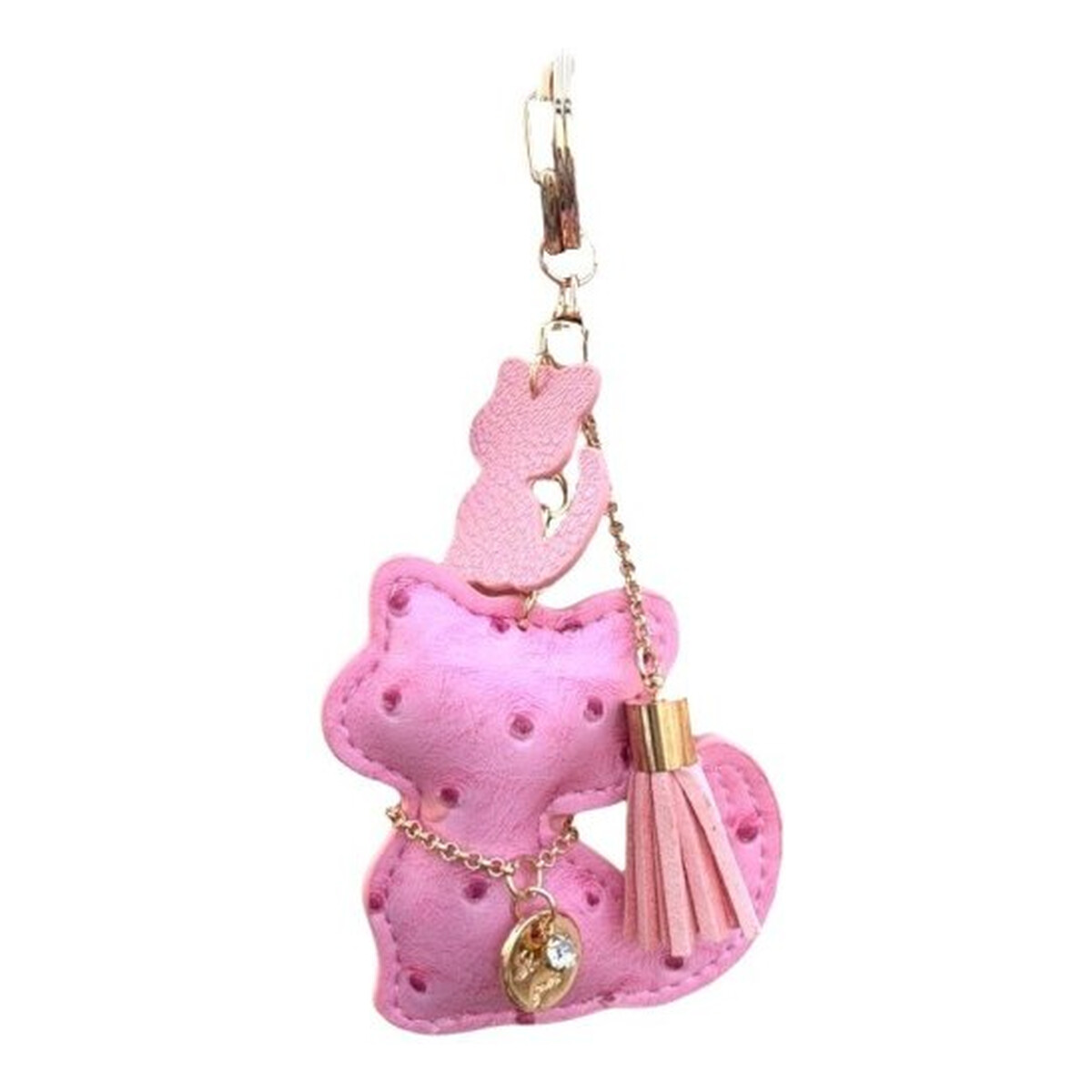 Ecarla Brelok Do Kluczy Skórzany Różowy Kotek BRL358