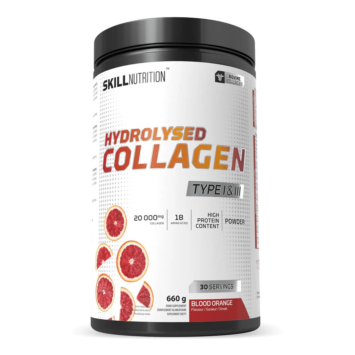 Skill Nutrition Hydrolysed collagen type i iii suplement diety w proszku blood orange 660g