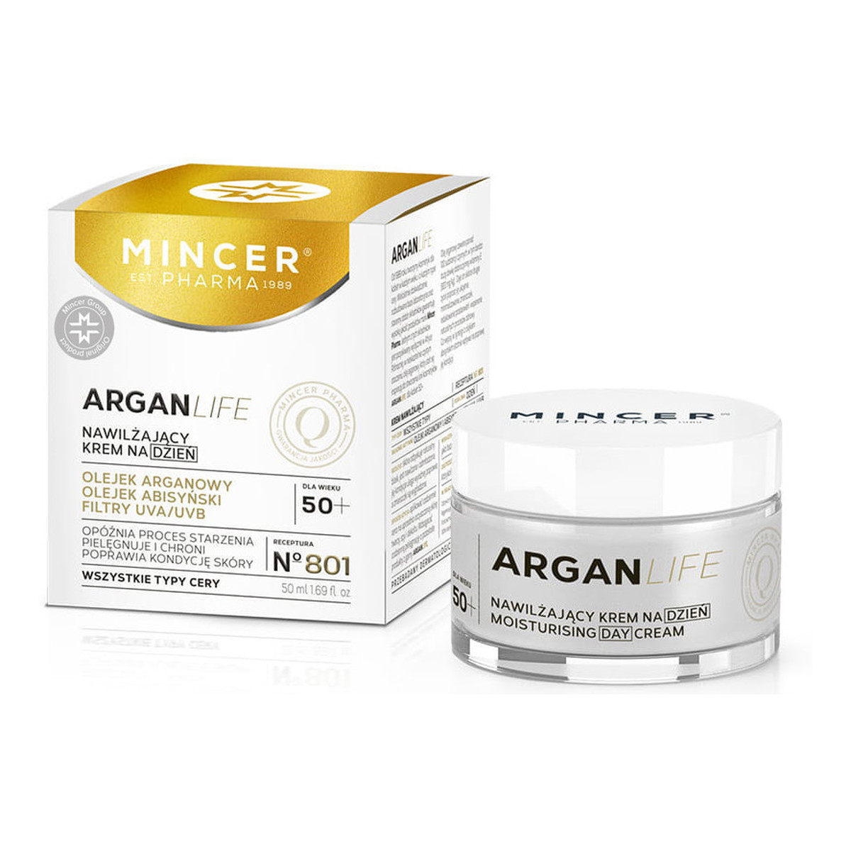 Mincer Pharma Argan Life 50+ Nawilżający Krem Na Dzień No801 50ml