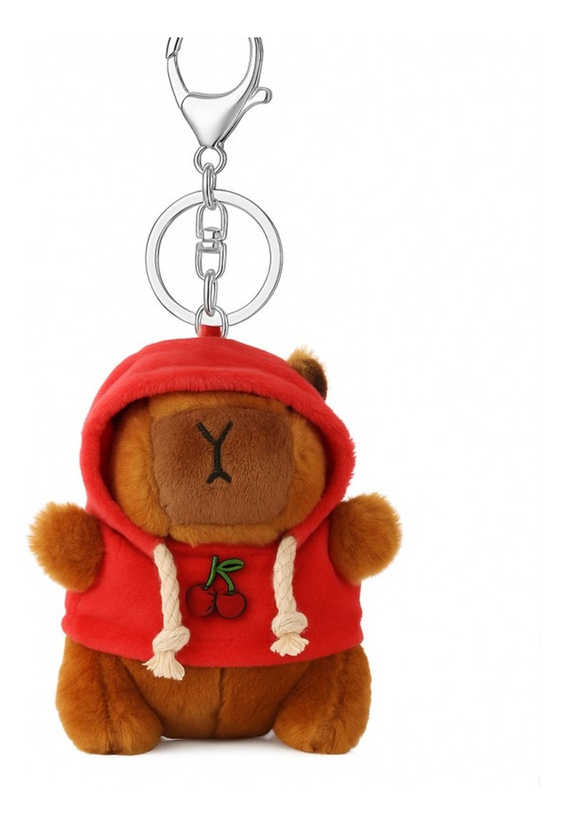 Brelok do kluczy pluszowa puchata Kapibara w bluzie z truskawką BRL379