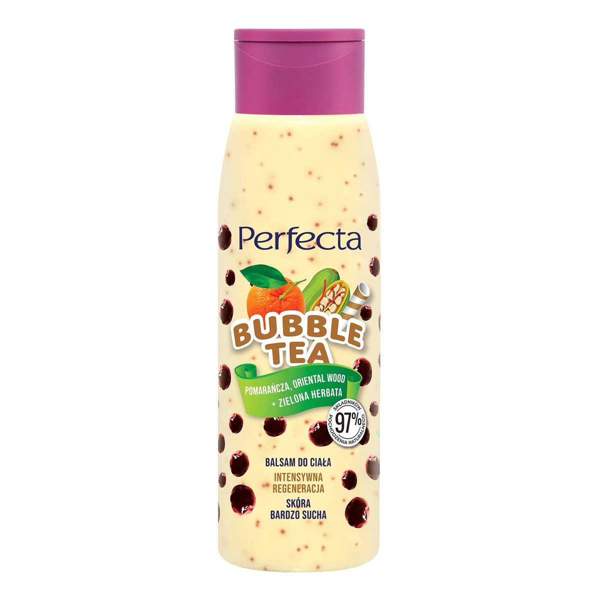 Perfecta Bubble Tea Balsam do ciała Intensywna Regeneracja - Pomarańcza,Oriental Wood i Zielona Herbata 400ml