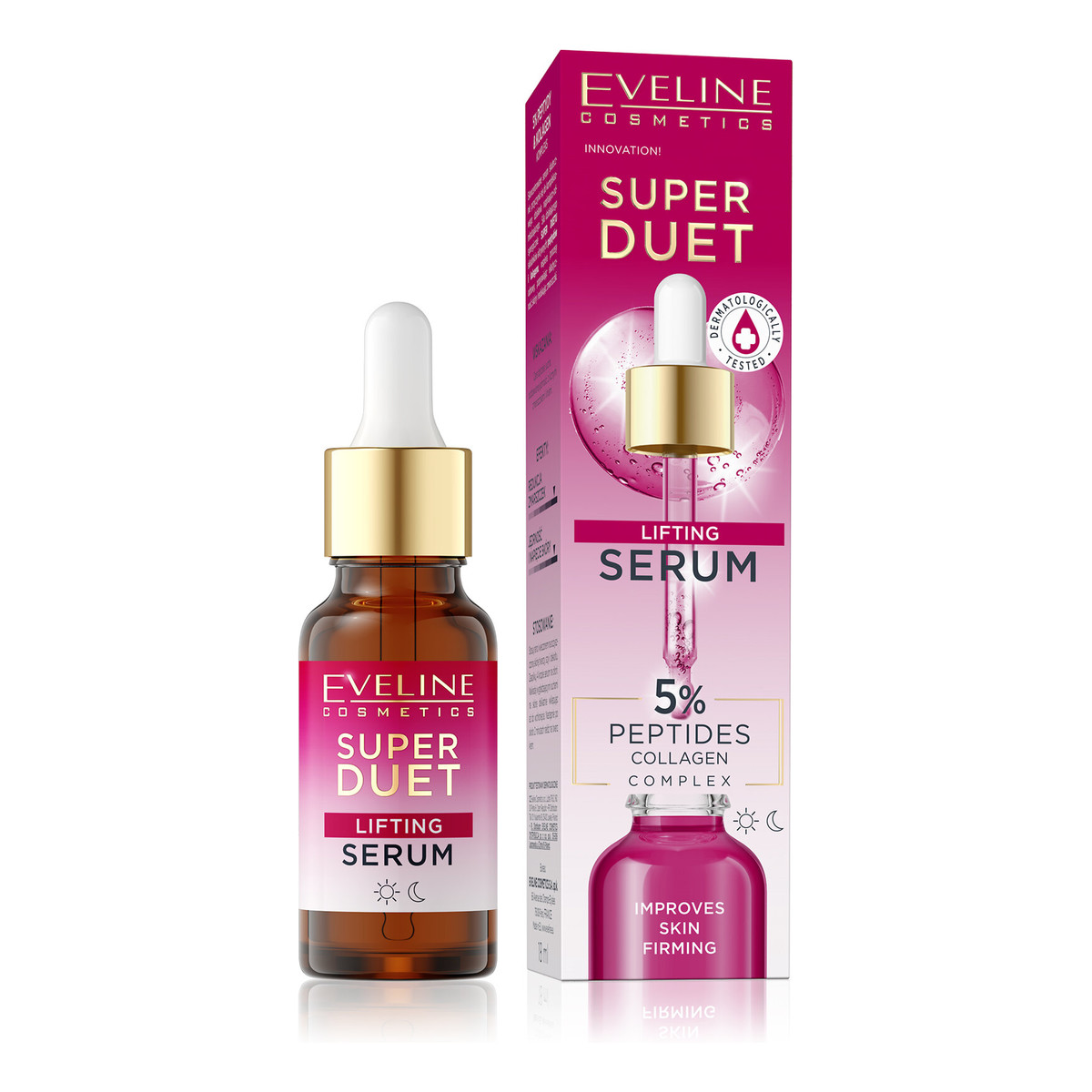 Eveline Super Duet Skoncentrowane serum liftingujące z 5% Peptydami i Kompleksem Kolagenowym 18ml