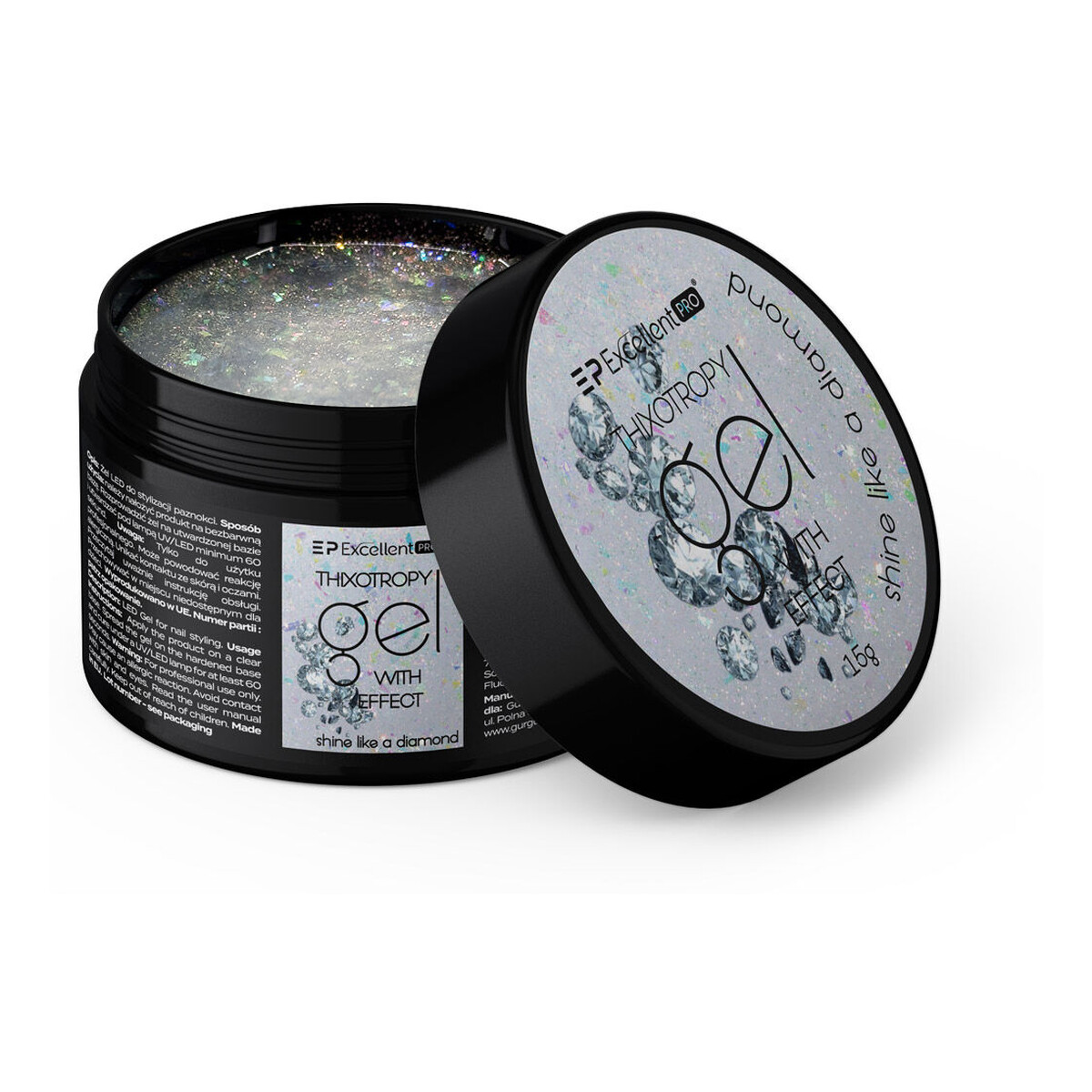 Excellent PRO Thixotropy Gel With Effect Żel budujący shine like a diamond 15g