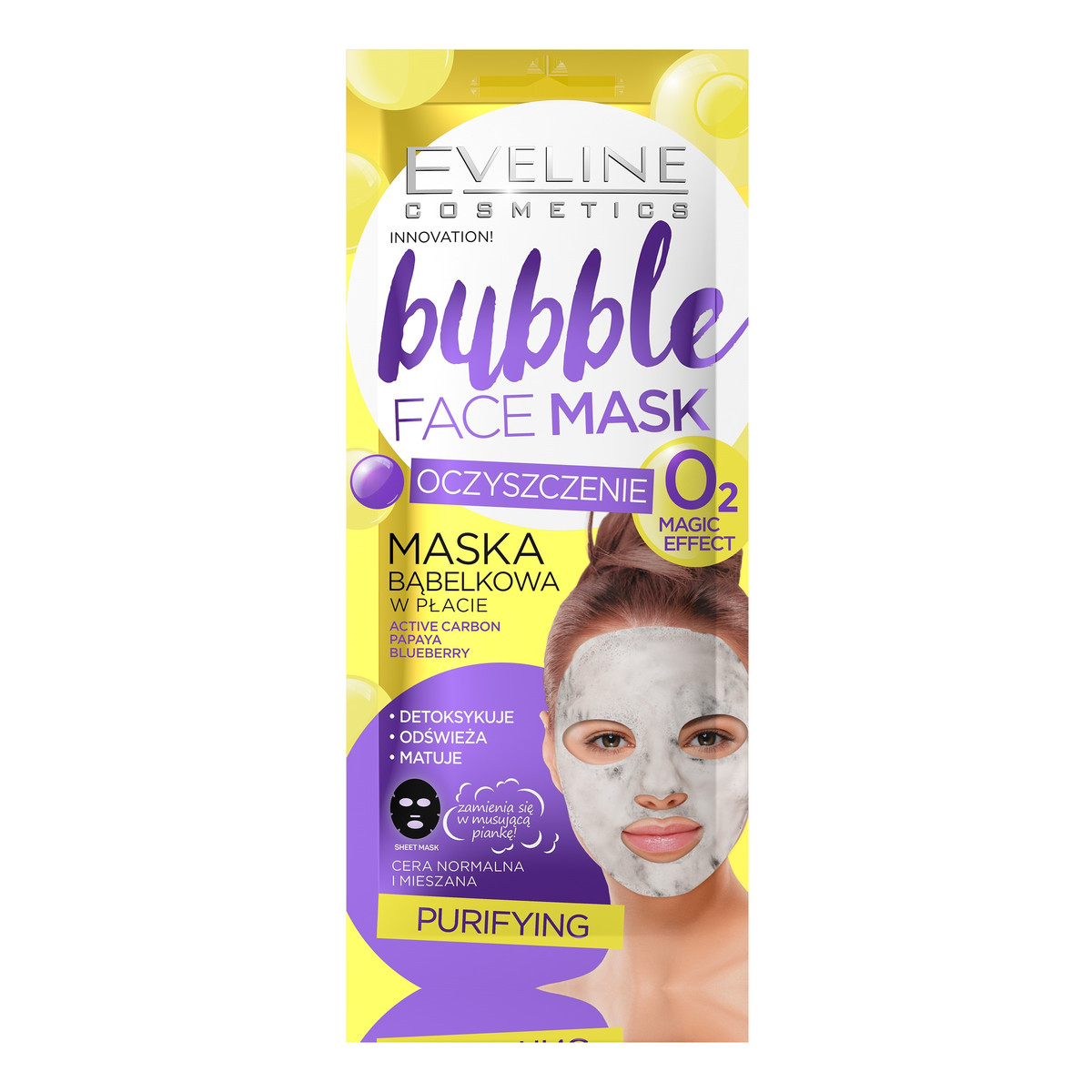 Eveline Bubble Face Maska bąbelkowa w płacie Oczyszczenie