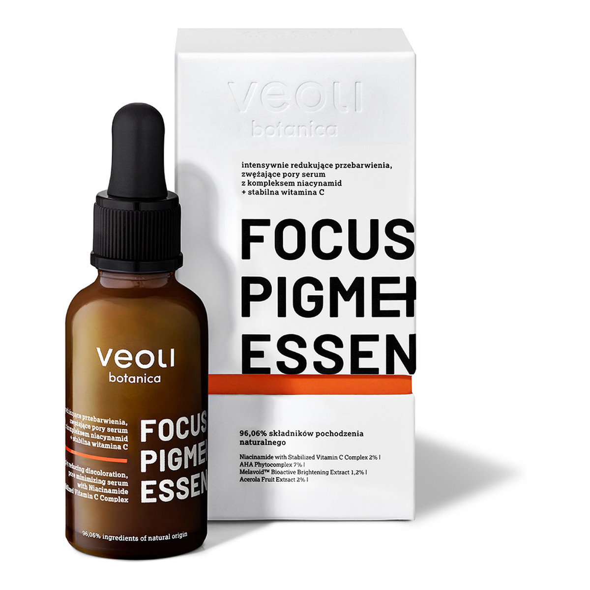 Veoli Botanica Focus Pigmentation Essence intensywnie redukujące przebarwienia i zwężające pory serum Nniacynamid & Wiitamina C 30ml