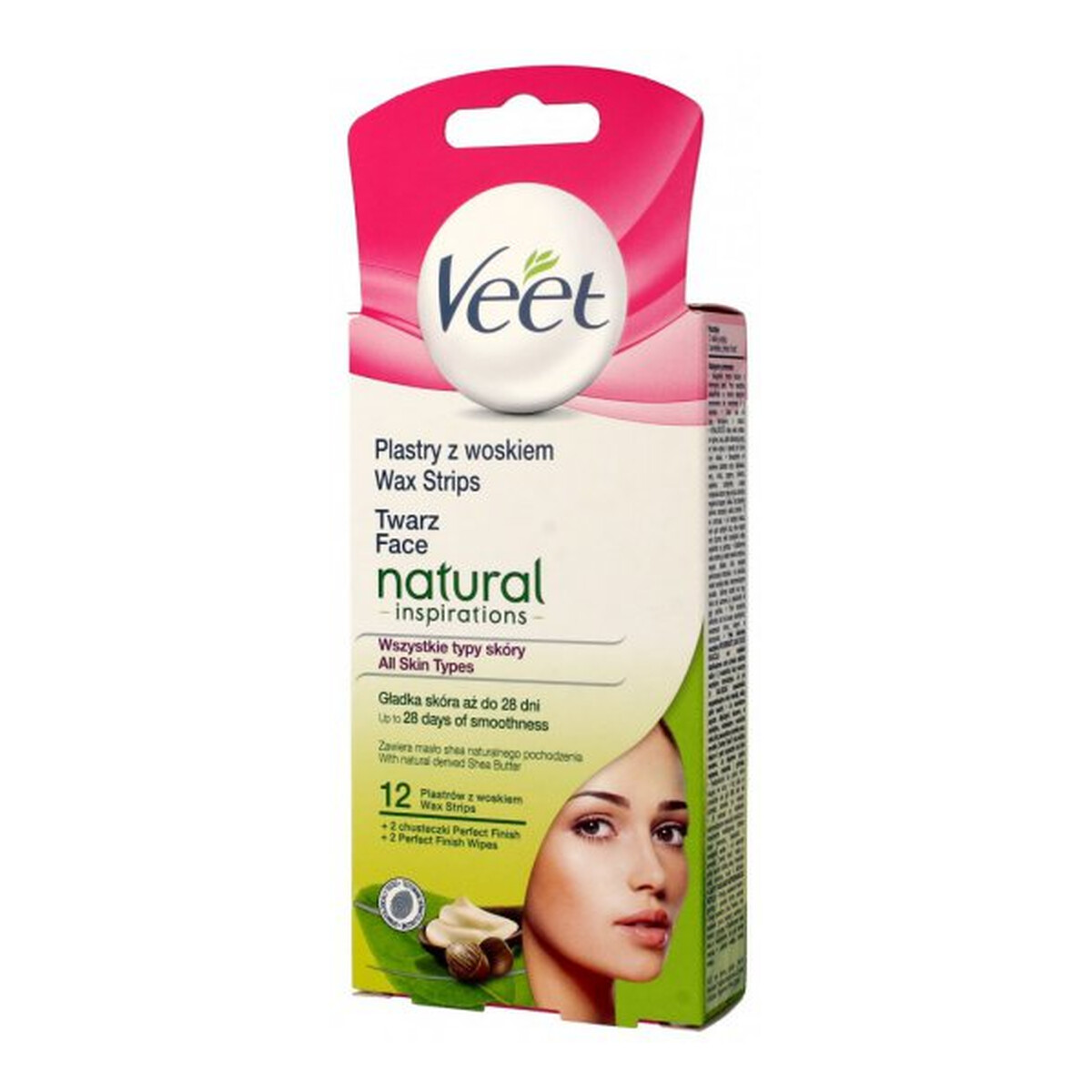 Veet Natural Inspirations Precyzyjne plastry z woskiem do depilacji twarzy 12szt