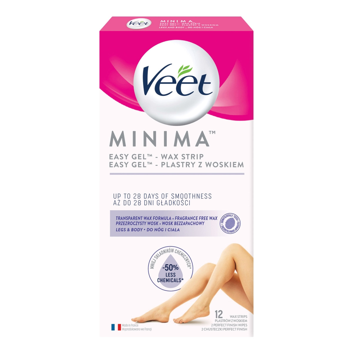 Veet Minima Easy-Gel plastry z woskiem do nóg i ciała 12szt